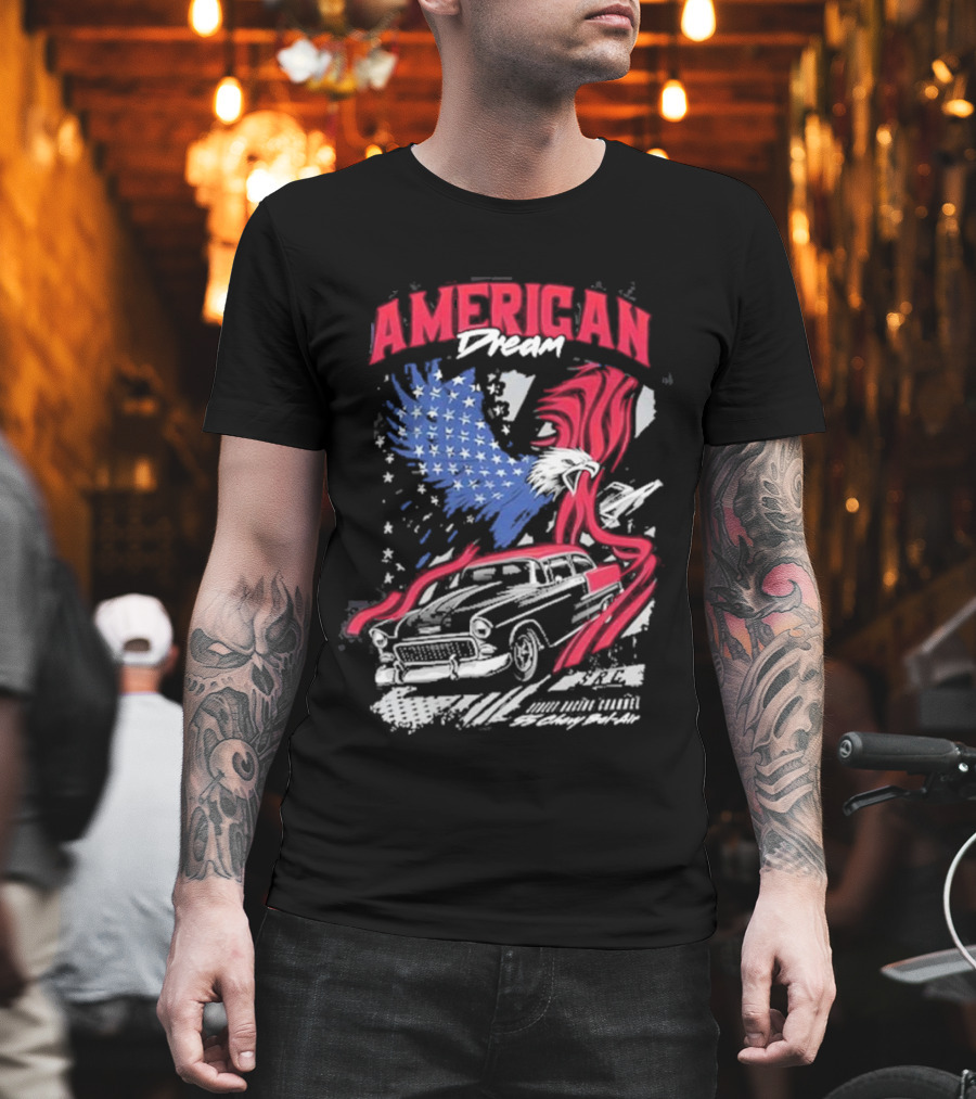 American Dream Eagle With Classic Chevy And Stars T-Shirt