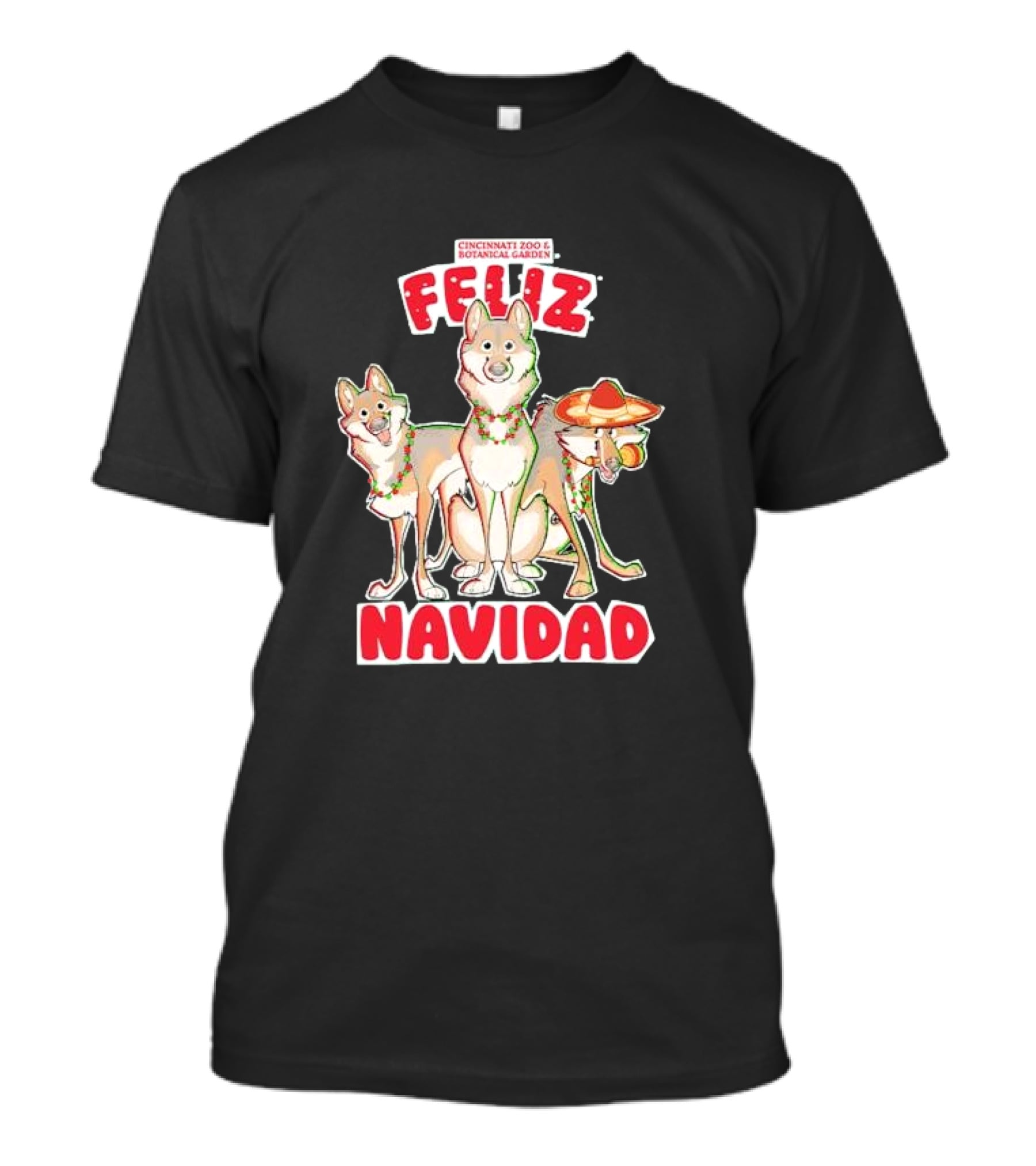 Feliz Navidad Wolves Cincinnati Zoo Botanical Garden T-Shirt