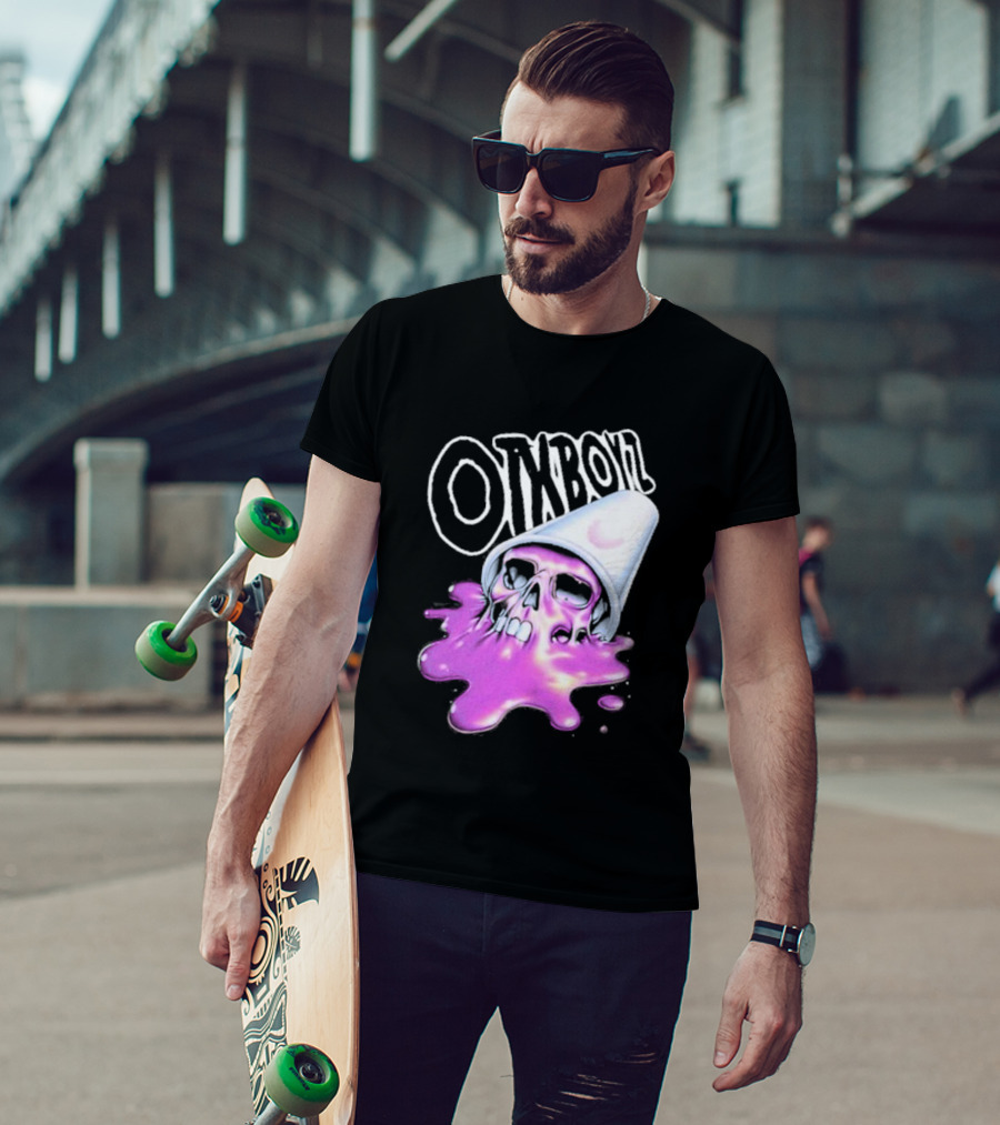 OTXBOYZ Purple Skull Overflowing With Oil Spill Aesthetic T-Shirt