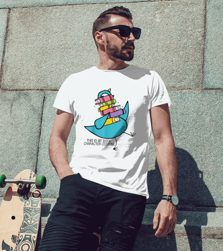 This Is My Book Character Costume Pigeon Holding Stack Of Books T-Shirt