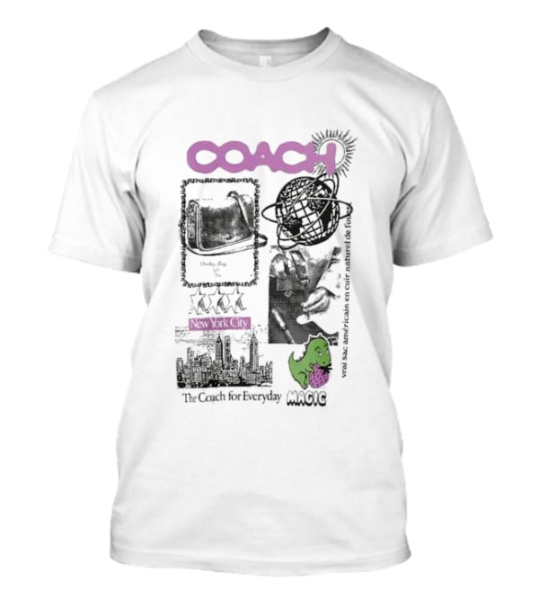 New York City COACH Vrai Sac Américain En Cuir Naturel The Coach For Everyday Magic T-Shirt