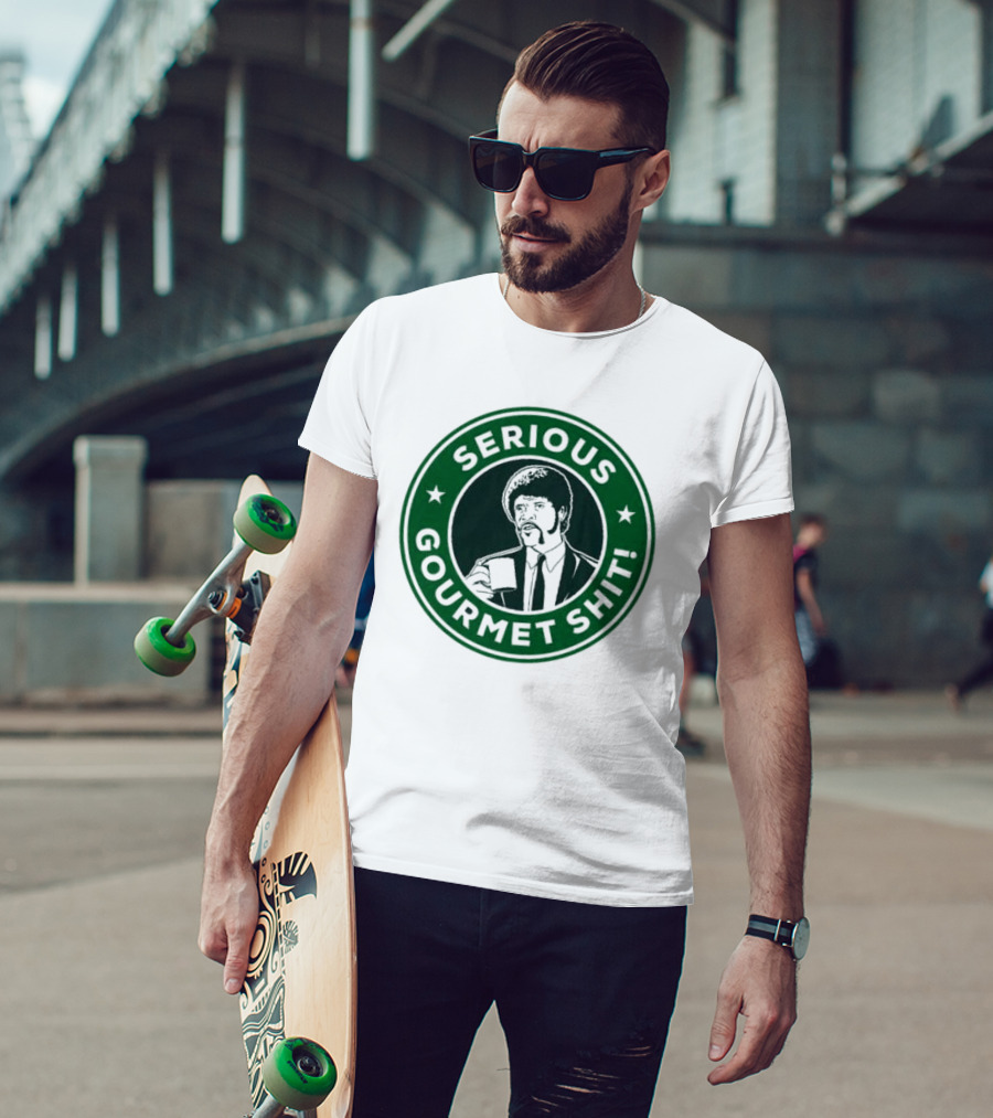 Serious Gourmet Shit Coffee Cup Meme Green Circle Emblem T-Shirt