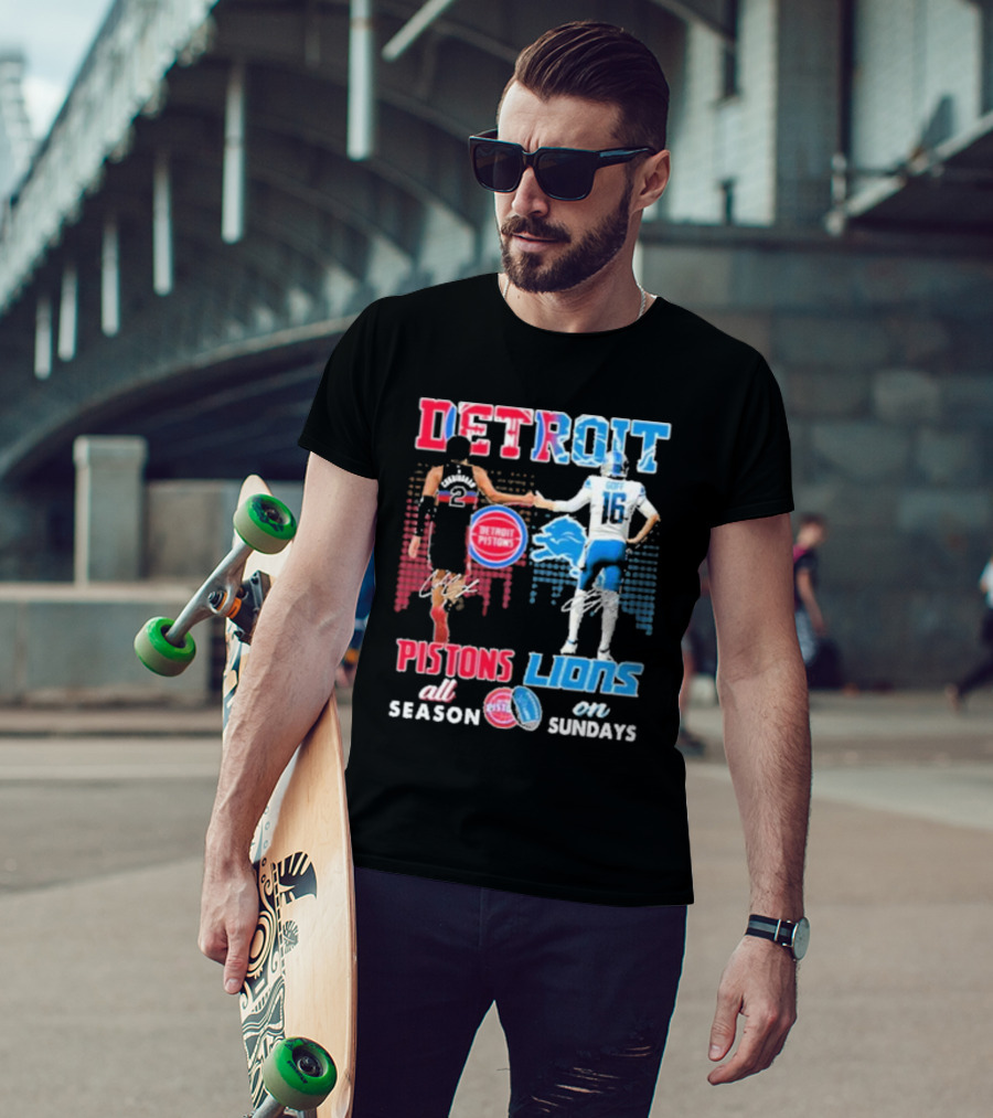 Detroit Pistons Lions All Season On Sundays T-Shirt