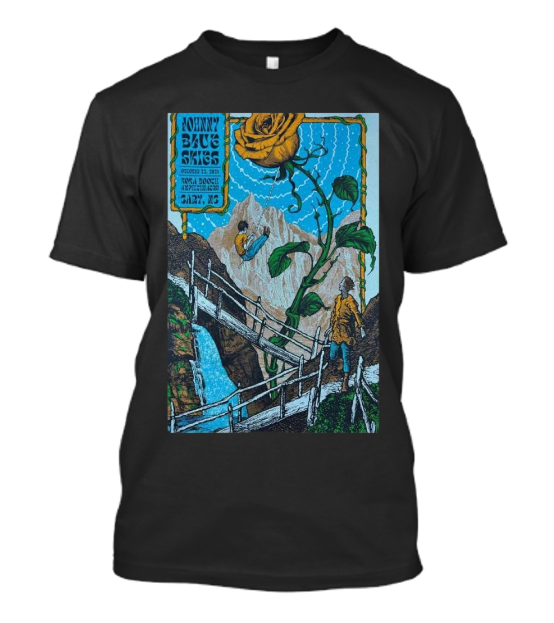 Johnny Blue Skies Sturgill Simpson Spiraling Rose Mountain Adventure Cary NC October 22 T-Shirt