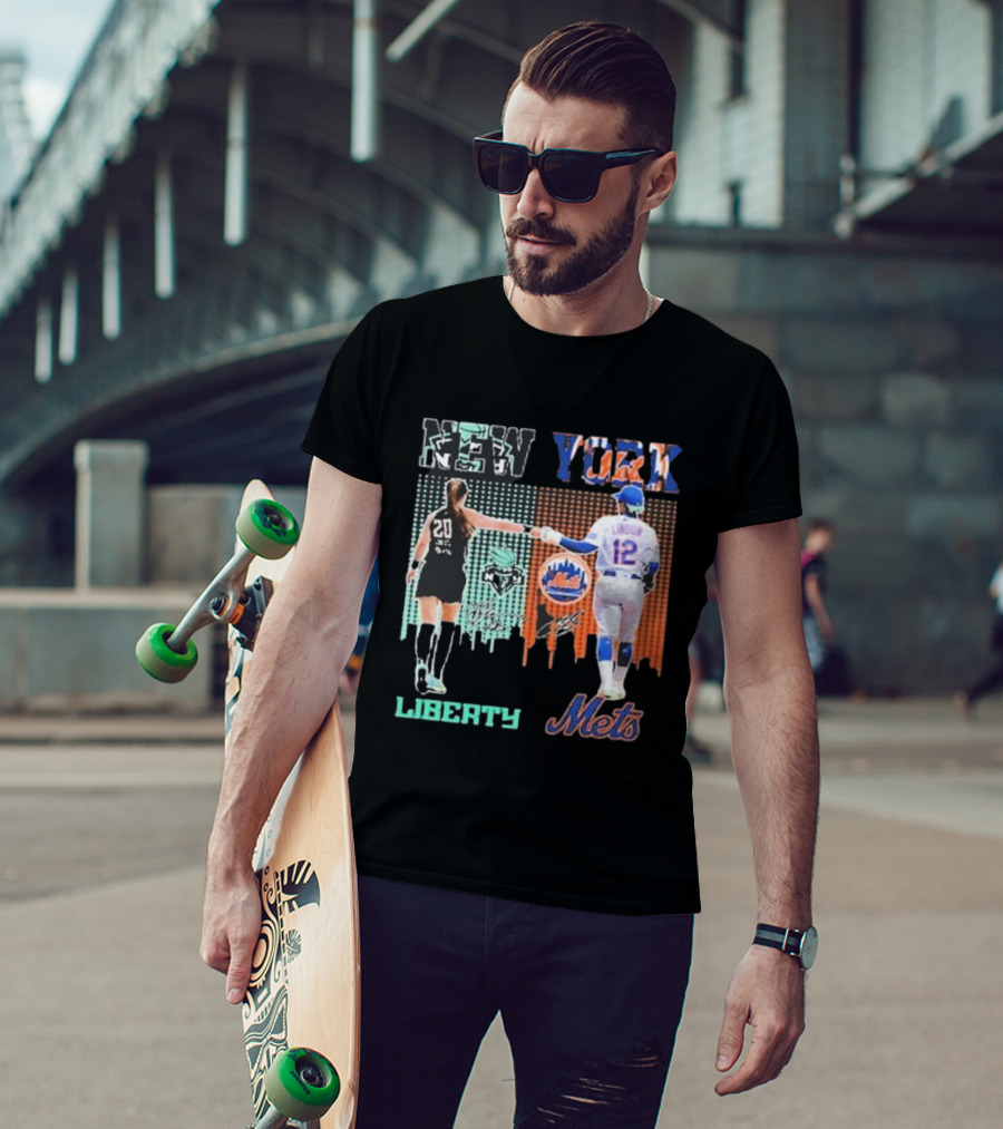 New York Liberty Sabrina Ionescu Francisco Lindor Mets T-Shirt