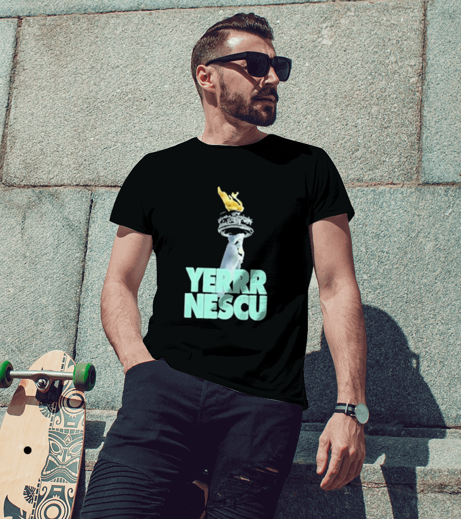 Sabrina Rocking The YERRR NESCU Statue Of Liberty Torch Flame T-Shirt