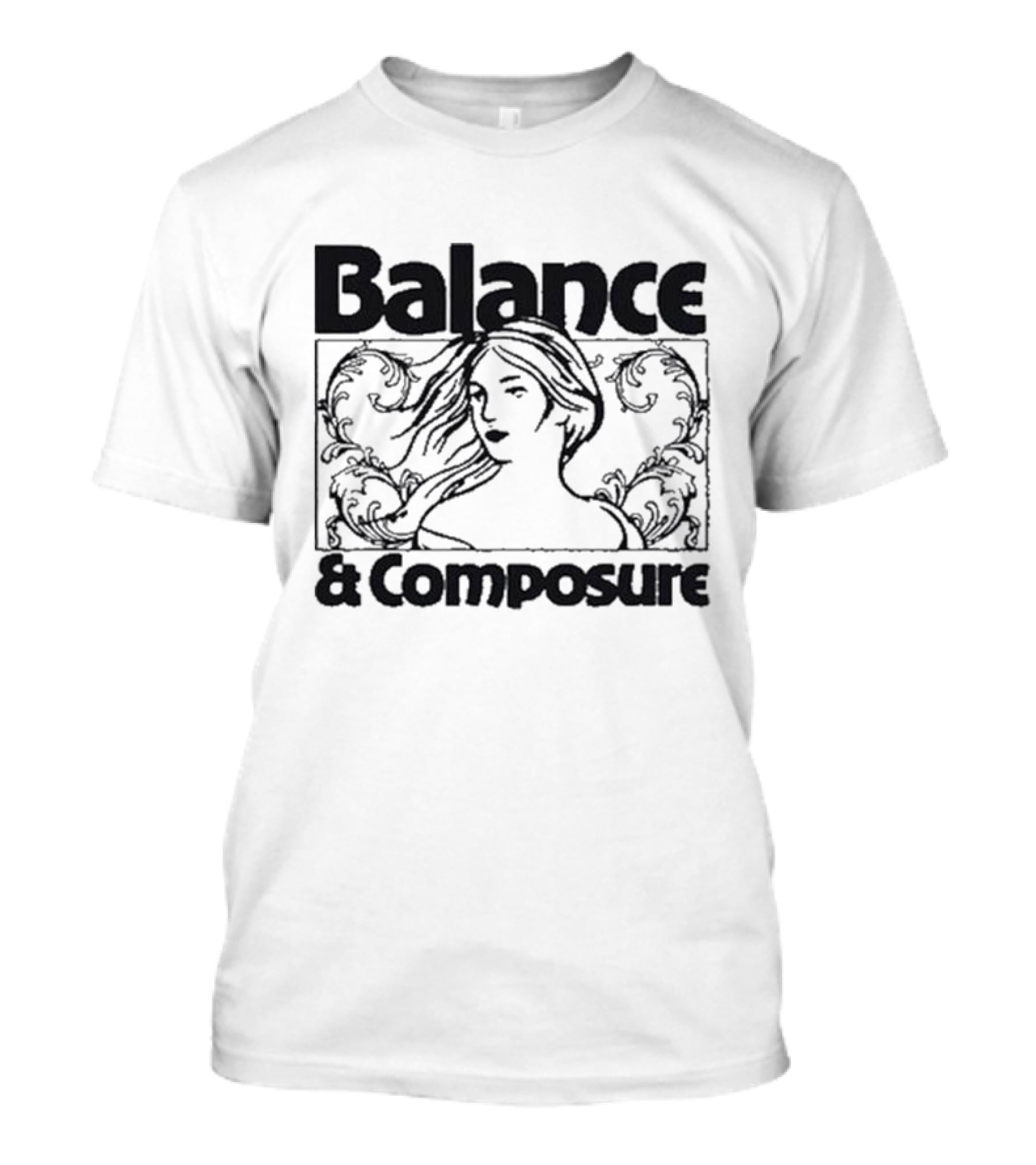 Balance And Composure Wyis Woman With Flowing Hair And Ornamental T-Shirt