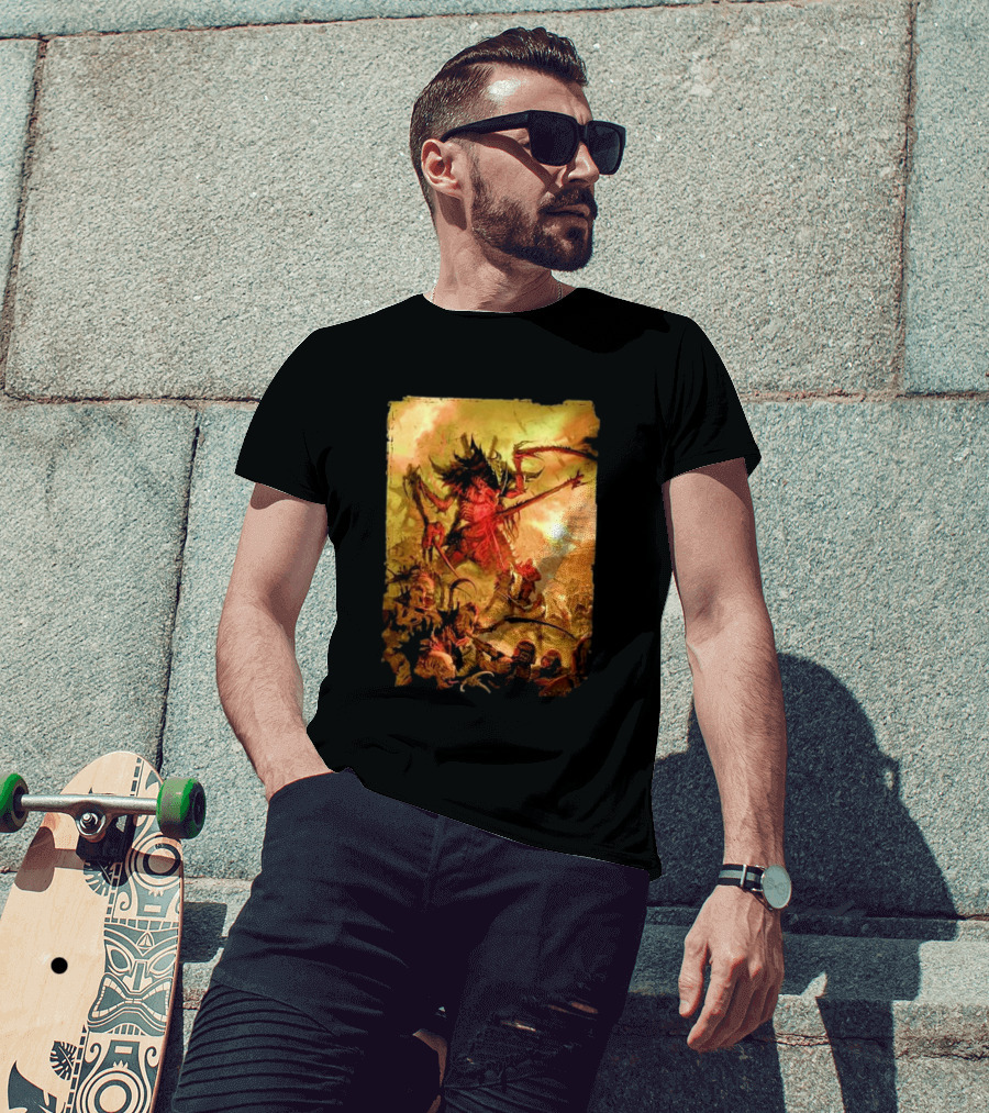 War Zone Octarius Rising Tide Black Tyranid Artwork Battle Scene T-Shirt
