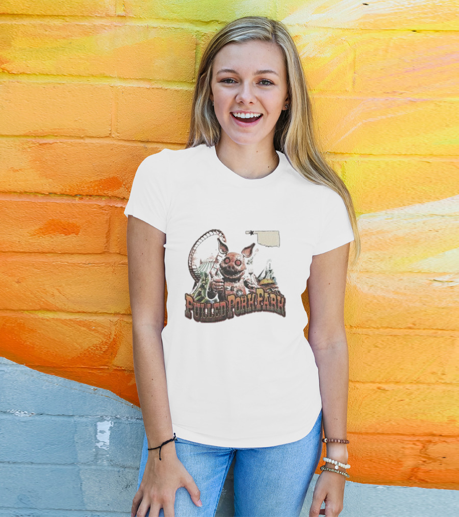 Pulled Pork Park Hivemind Roller Coaster Oklahoma Pig Carnival T-Shirt