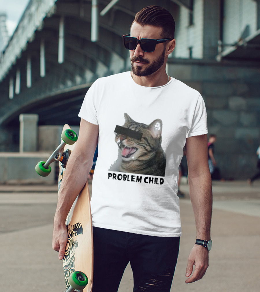PROBLEM CHILD Cat Meme Censored Face T-Shirt