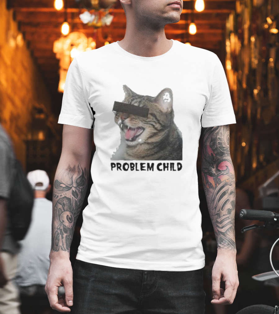 PROBLEM CHILD Cat Meme Censored Face T-Shirt