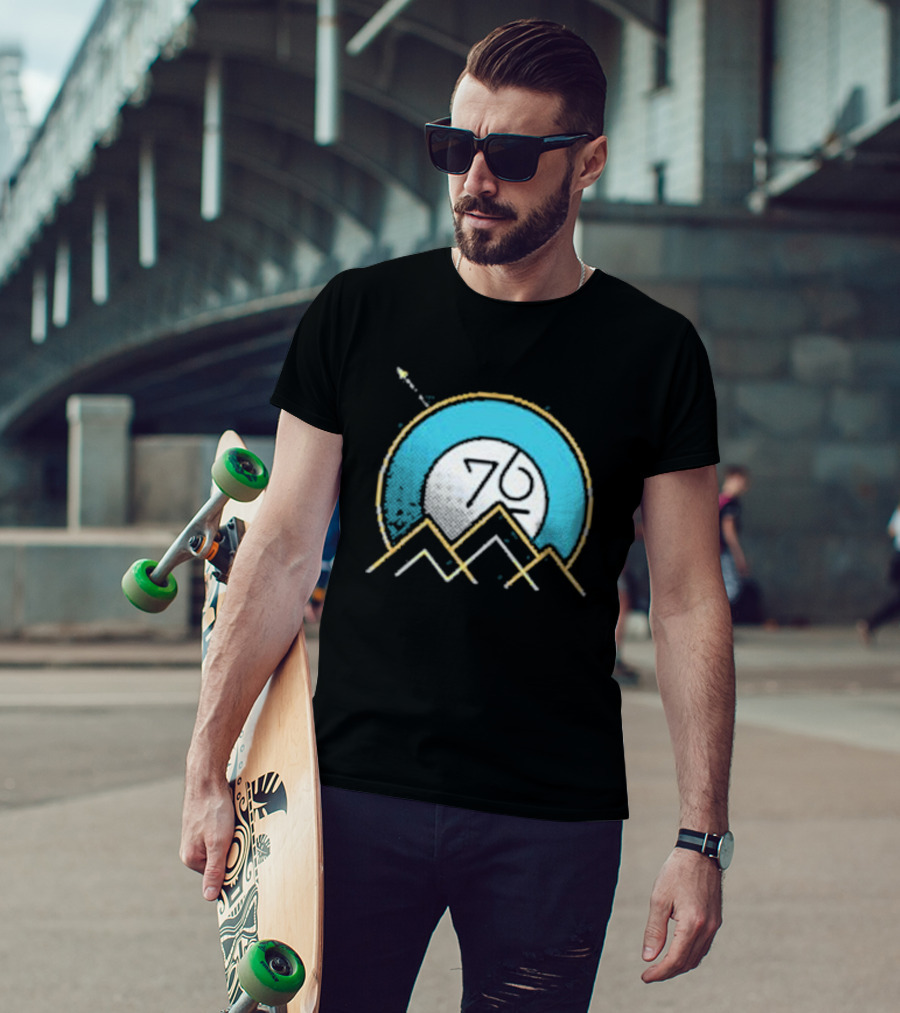 Rocket Over Rockies 76 Circular Mountain T-Shirt