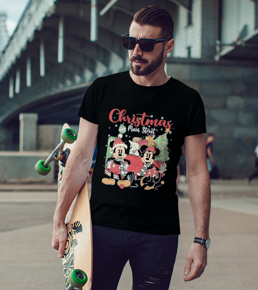 Christmas On Main Street With Mickey And Minnie Disney Holiday T-Shirt