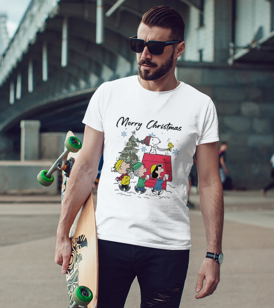 Merry Christmas Snoopy And Friends Winter Scene T-Shirt