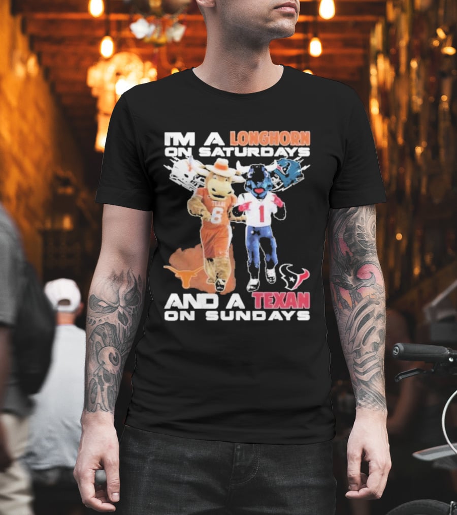 Longhorn On Saturdays Texan On Sundays Football Fan T-Shirt