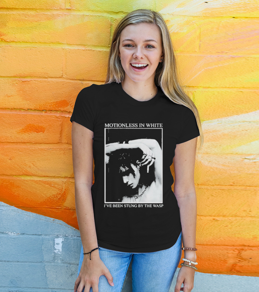 Motionless In White I've Been Stung By The Wasp Monochrome Portrait Image T-Shirt