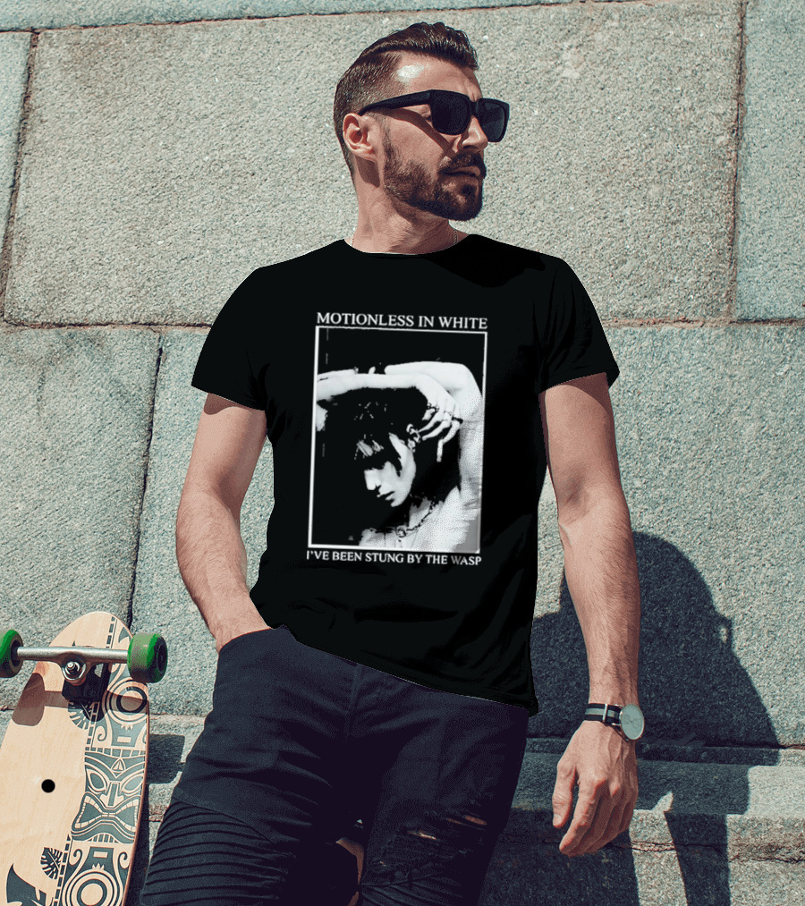 Motionless In White I've Been Stung By The Wasp Monochrome Portrait Image T-Shirt