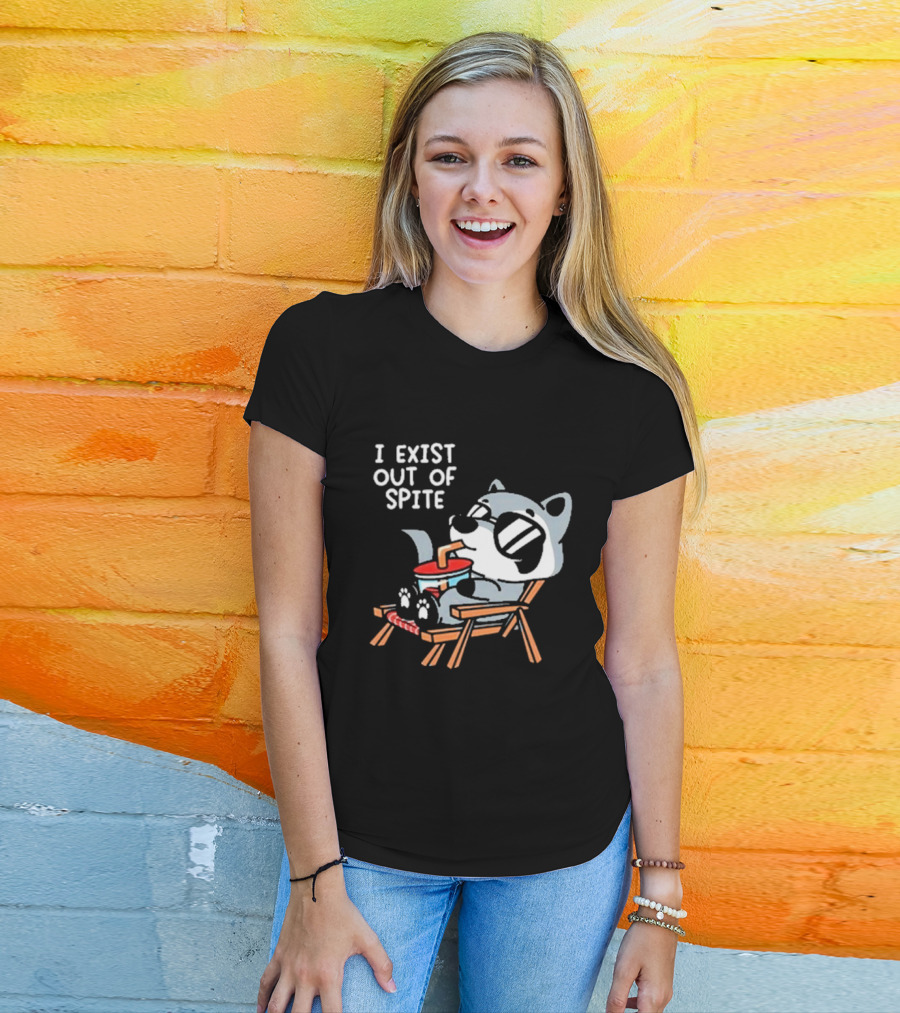 I Exist Out Of Spite Relaxing Raccoon With Sunglasses T-Shirt