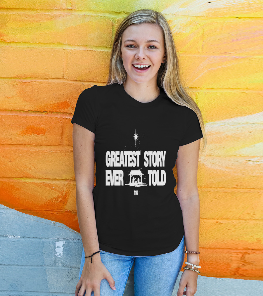 Greatest Story Ever Told Manger Nativity Scene Star 116 T-Shirt