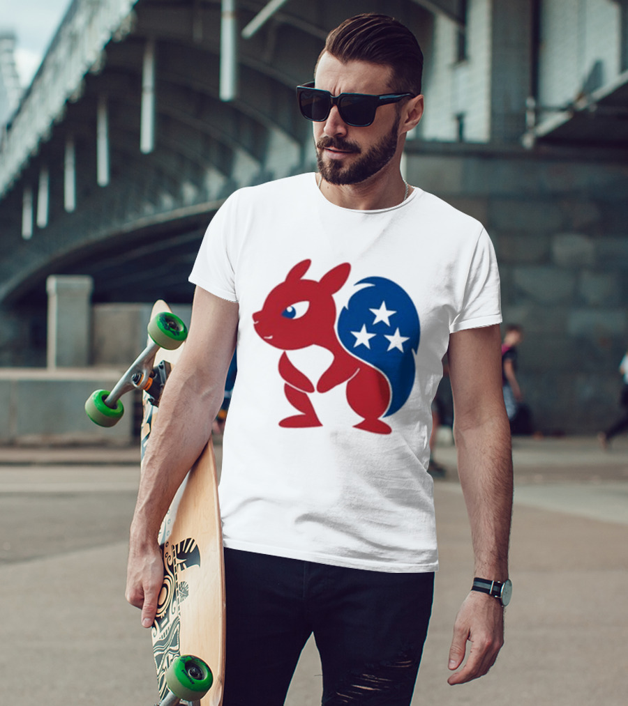 Squirrel Mascot With Stars And GOP Red White Blue T-Shirt