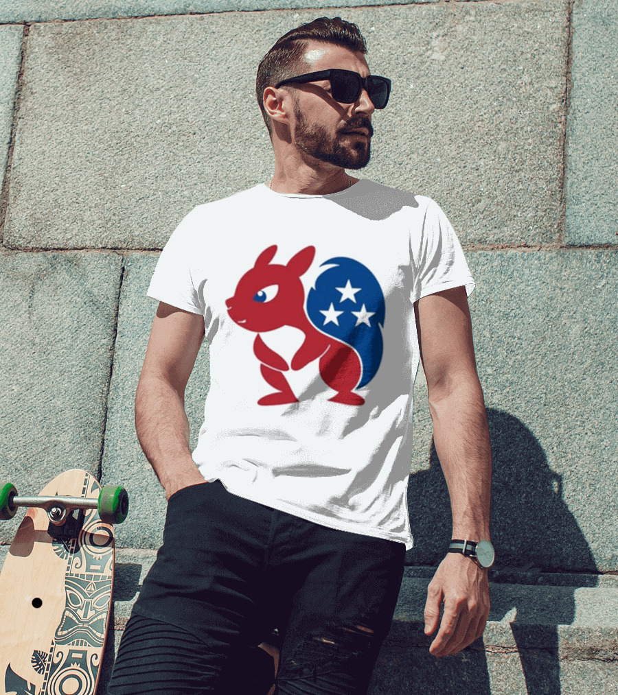 Squirrel Mascot With Stars And GOP Red White Blue T-Shirt