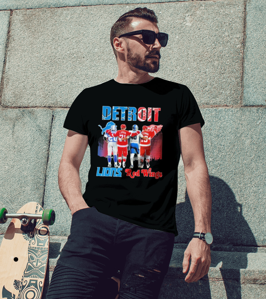 Detroit Lions Red Wings Legends Larkin Goff Yzerman T-Shirt