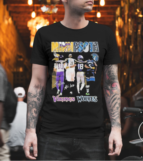 Minnesota Vikings Wolves Signature Collaboration T-Shirt Minnesota Vikings Wolves Signature Collaboration T-Shirt