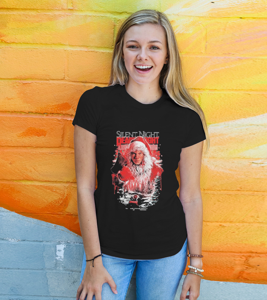 Silent Night Deadly Night Santa's Slay With Axe In Creepy Christmas Scene T-Shirt