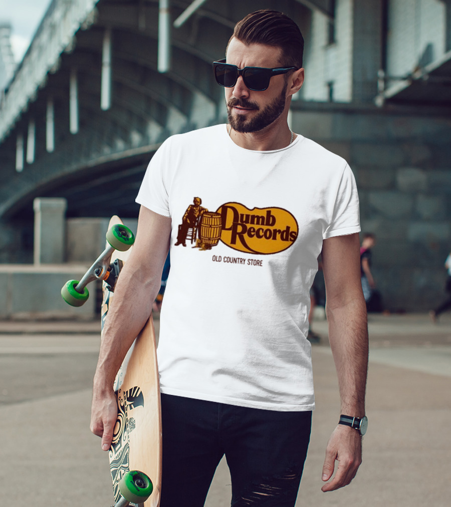 Dumb Records Old Country Store Barrel And Seated Figure T-Shirt