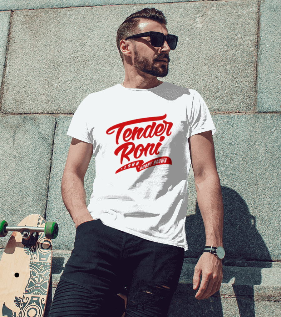 Tender Roni 1988 Bobby Brown Bold Red Lettering T-Shirt