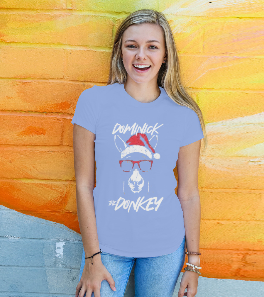 Dominick The Donkey Santa Hat Christmas Holiday T-Shirt