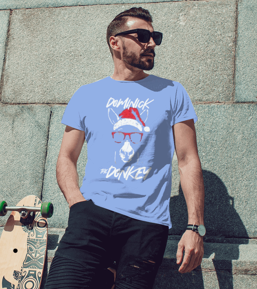 Dominick The Donkey Santa Hat Christmas Holiday T-Shirt