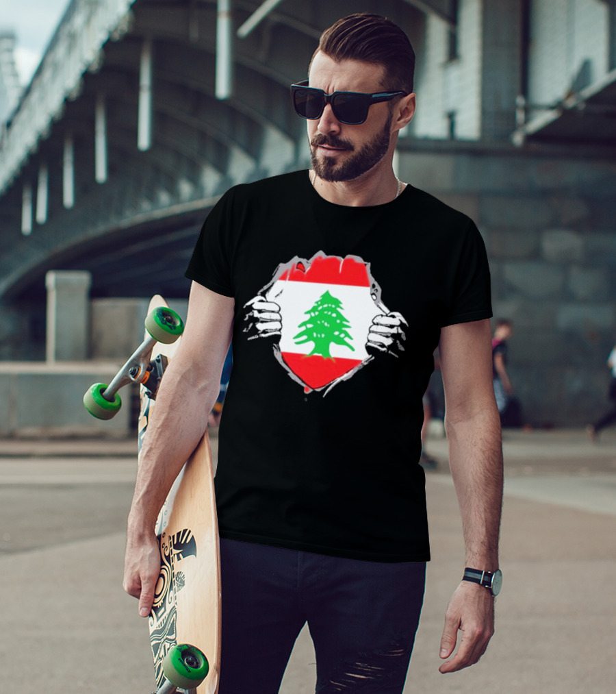 Lebanon Cedars Rugby League Lebanese Superhero Flag Icon T-Shirt