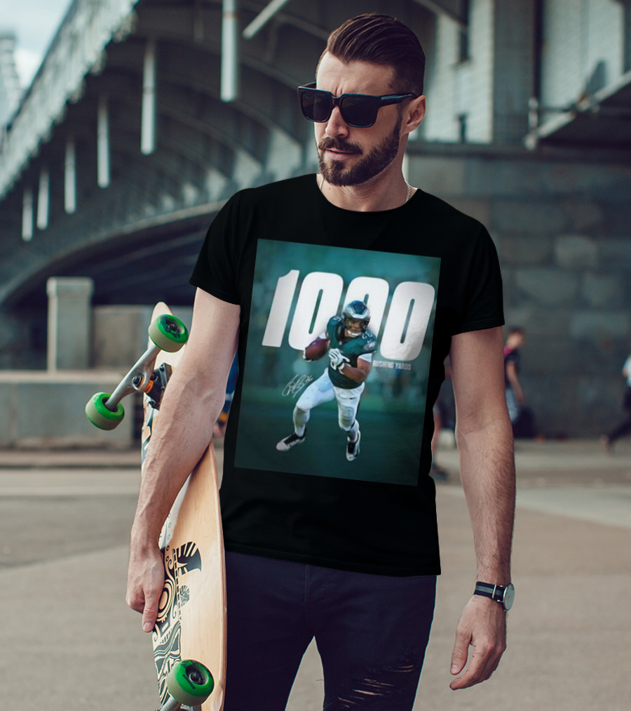 1000 Rushing Yards Football Player Signature T-Shirt