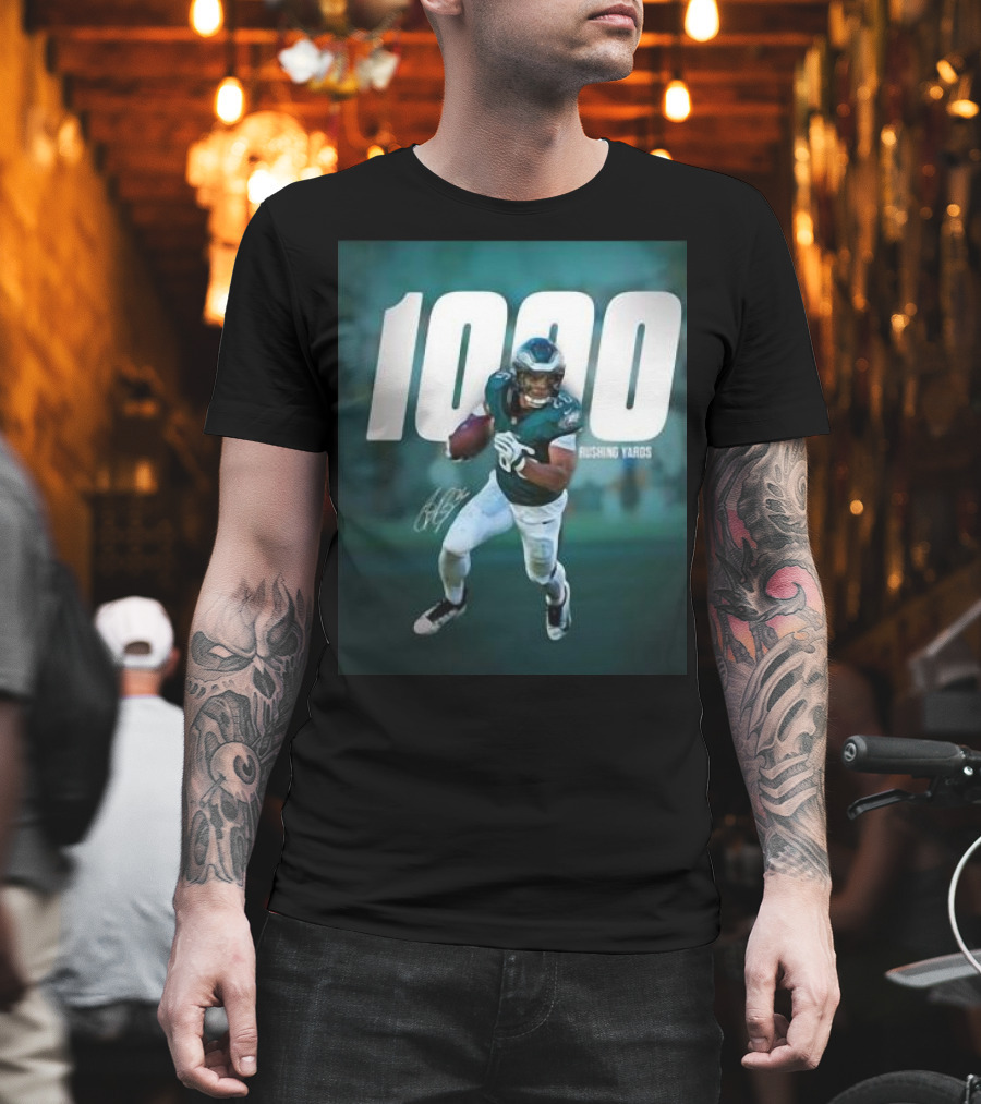 1000 Rushing Yards Football Player Signature T-Shirt