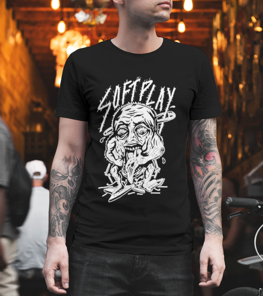 Soft Play Punk Monster Face Eating Muscly Figure T-Shirt