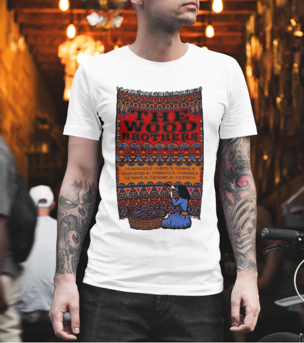 The Wood Brothers Tour November Phoenixville PA Colorful Tapestry Design with Tour Dates T-Shirt The Wood Brothers Tour November Phoenixville PA Colorful Tapestry Design with Tour Dates T-Shirt