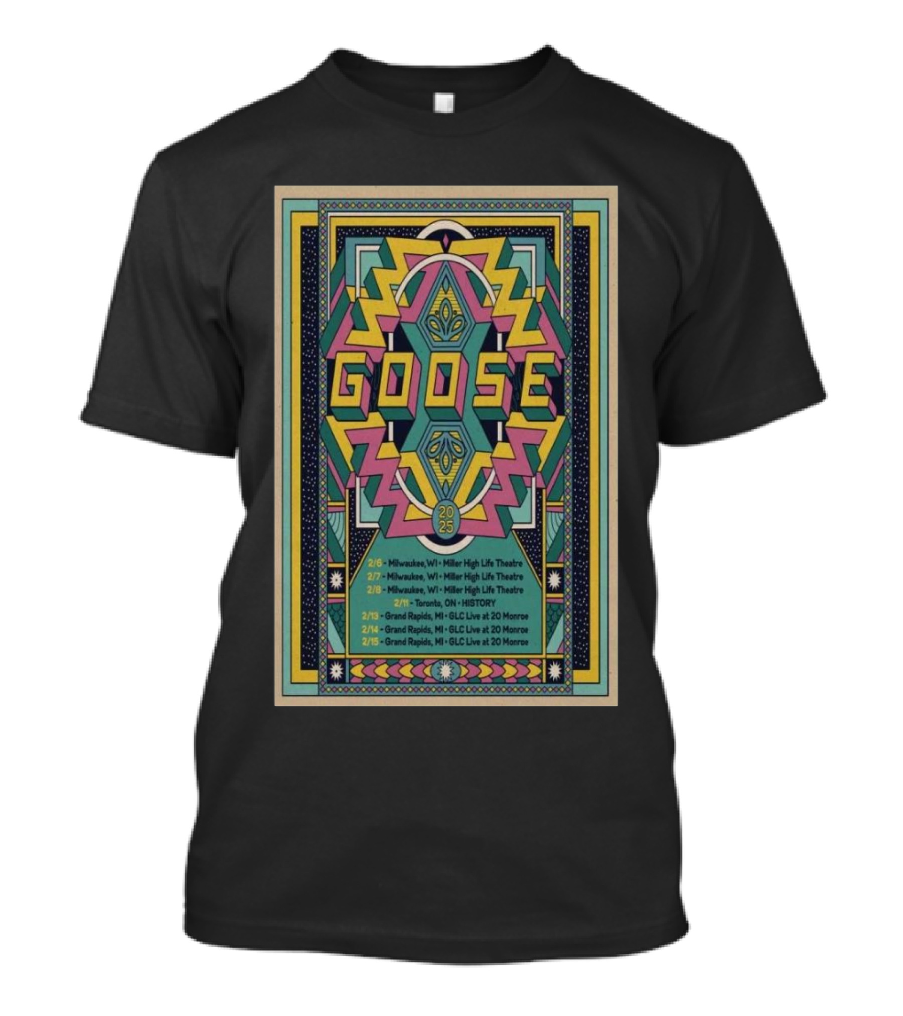 Goose Winter Tour 2025 Milwaukee Grand Rapids February Dates Colorful Geometric T-Shirt
