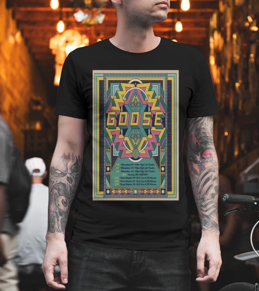 Goose Winter Tour 2025 Milwaukee Grand Rapids February Dates Colorful Geometric T-Shirt