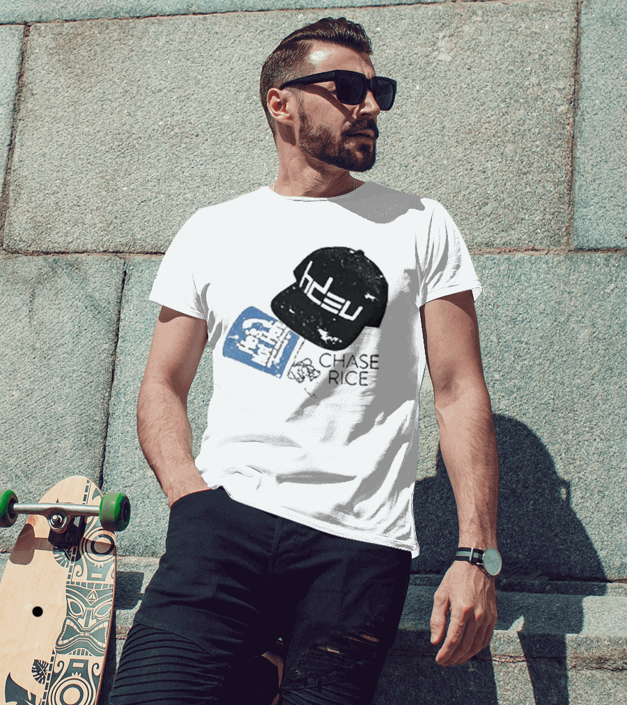CHASE RICE HDEU Gear Hat And Blue He’s Not Here Text T-Shirt