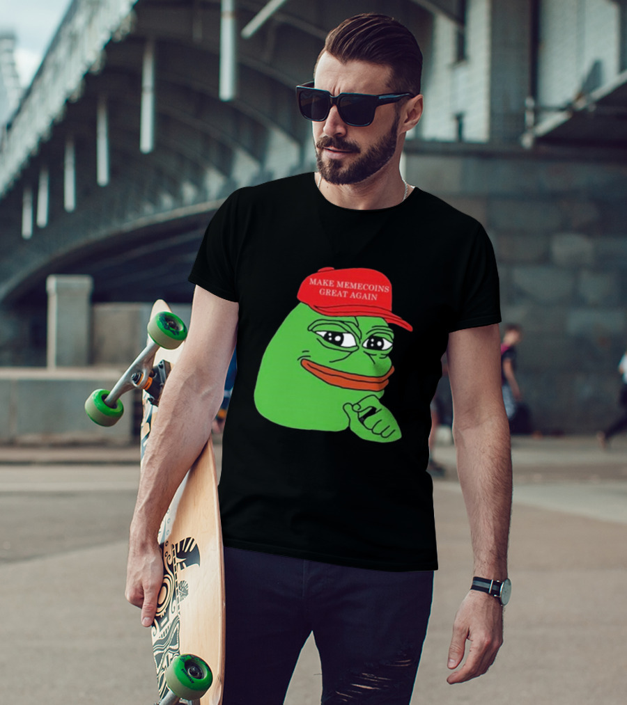 Pepe Make Memecoins Great Again Red Hat Meme Character T-Shirt