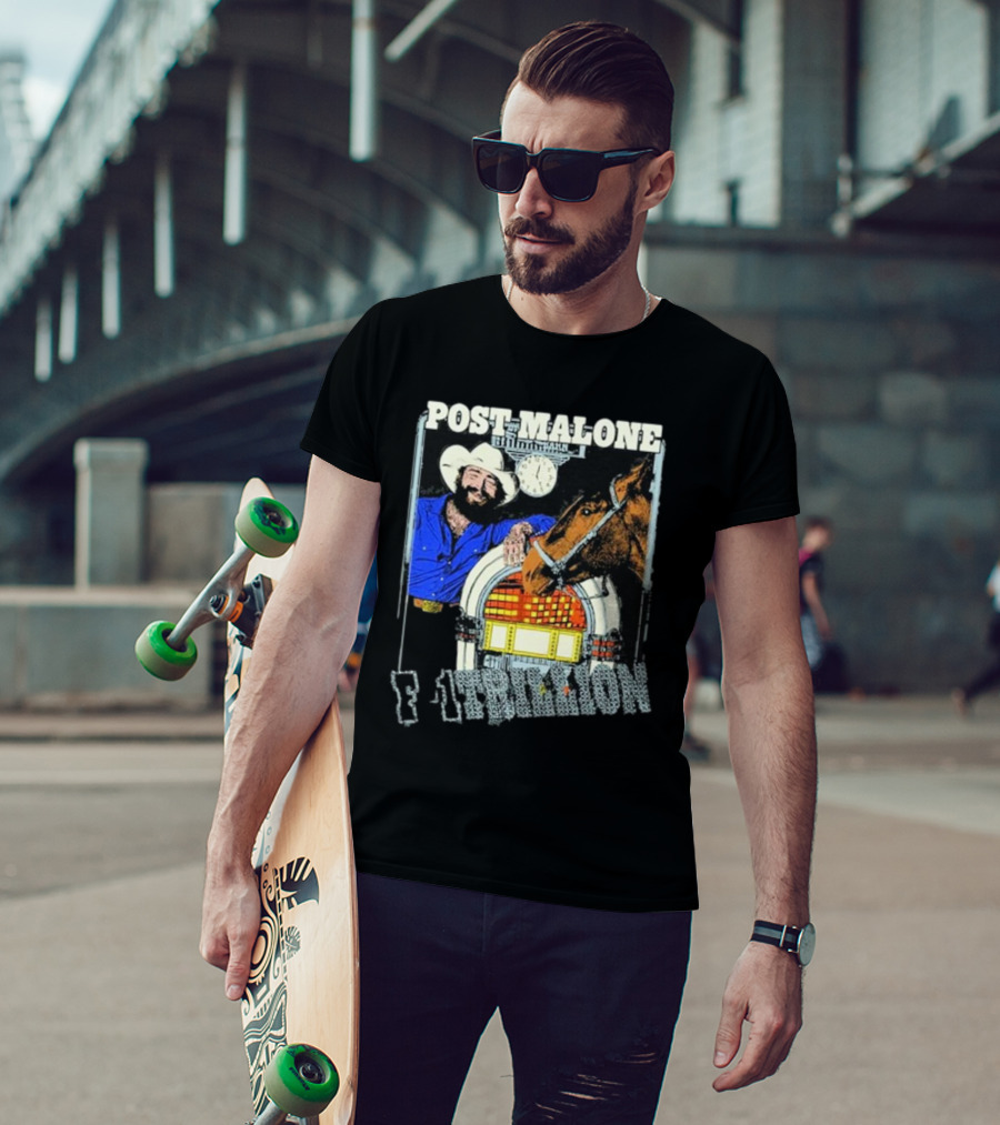 Post Malone F-1 Trillion Juke Box Cowboy And Horse Scene T-Shirt