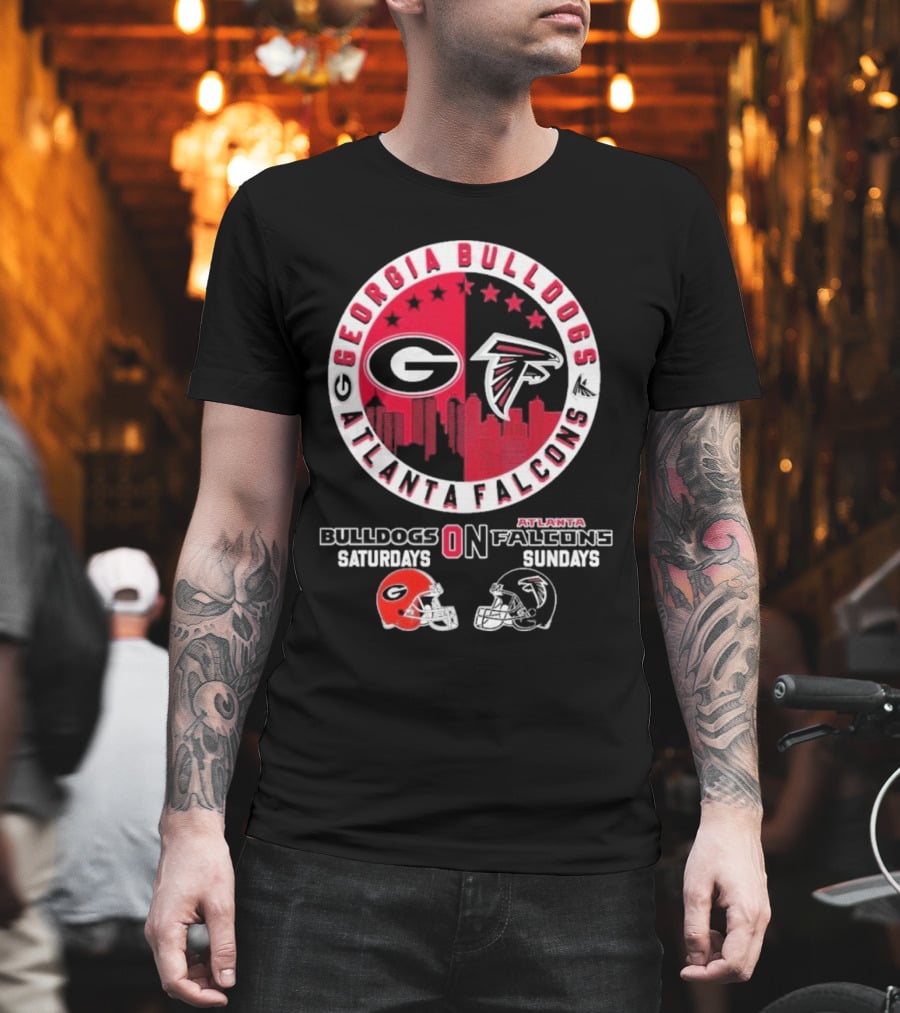 Georgia Bulldogs Saturdays Atlanta Falcons Sundays Football Fans T-Shirt