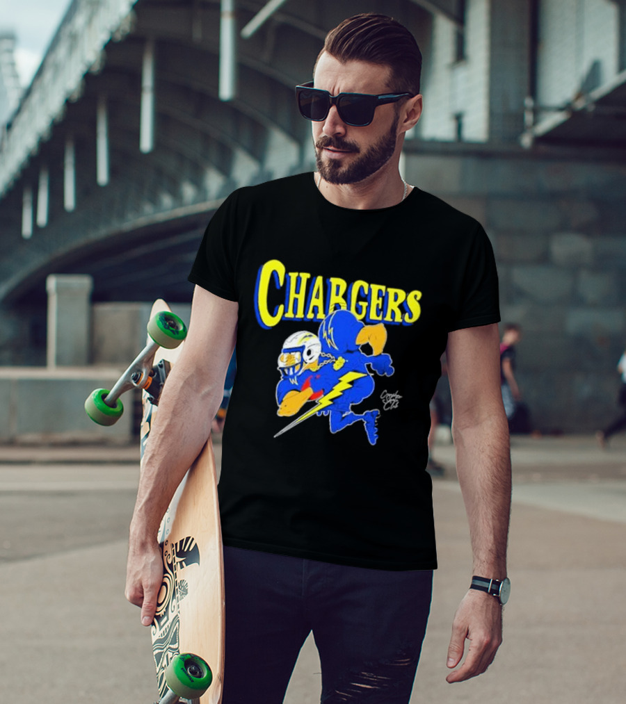 Chargers Crenshaw Skate Club Football Player Lightning T-Shirt