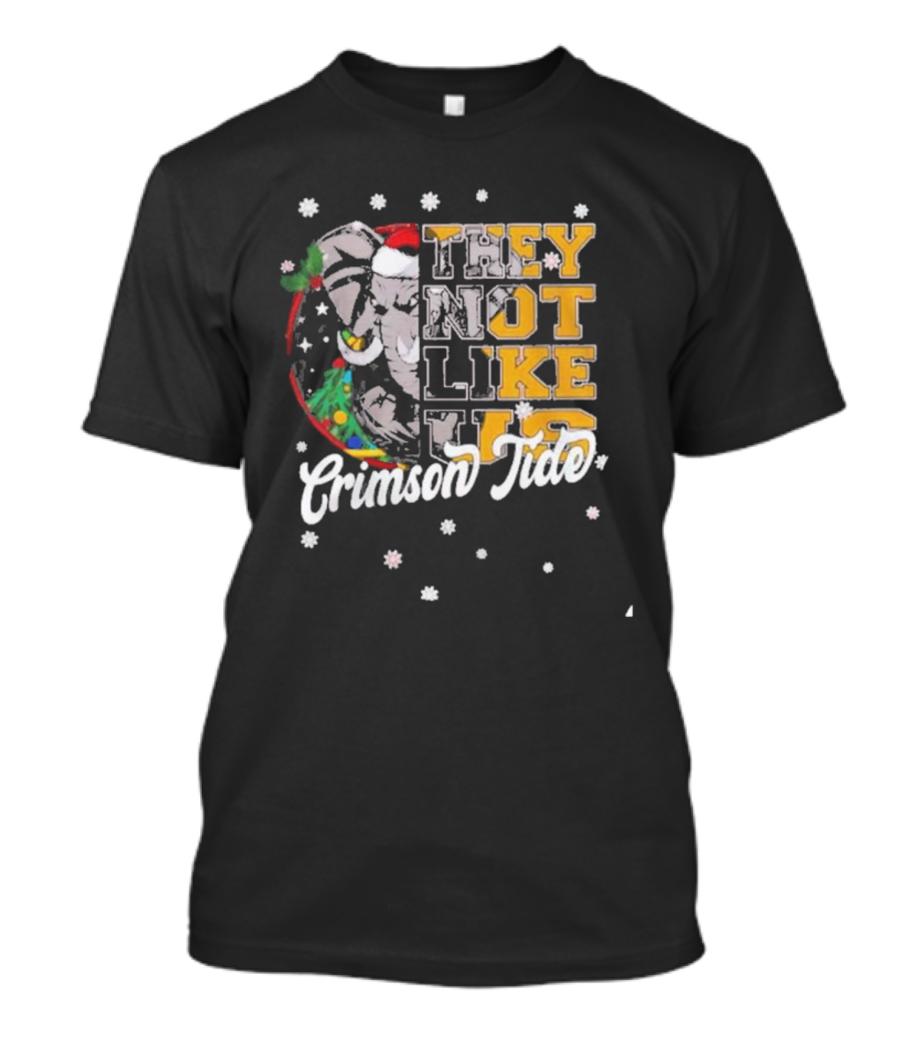 They Not Like Us Crimson Tide Christmas Elephant Santa Hat T-Shirt