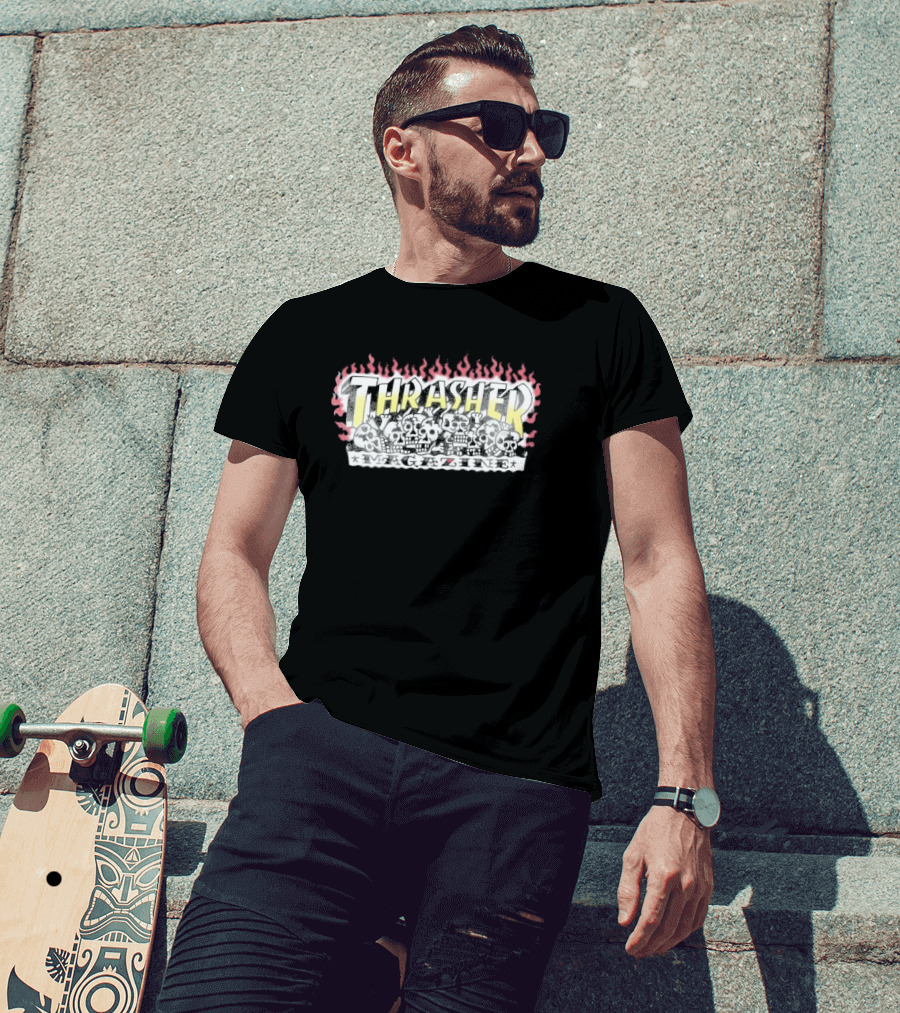 Thrasher Magazine Flaming Skull Graphics T-Shirt