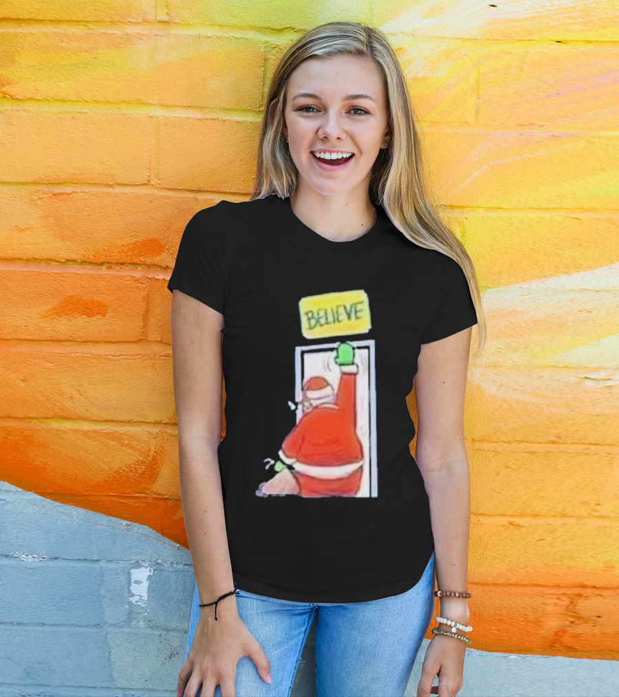 Santa Ted Lasso Believe Christmas Holiday Image T-Shirt