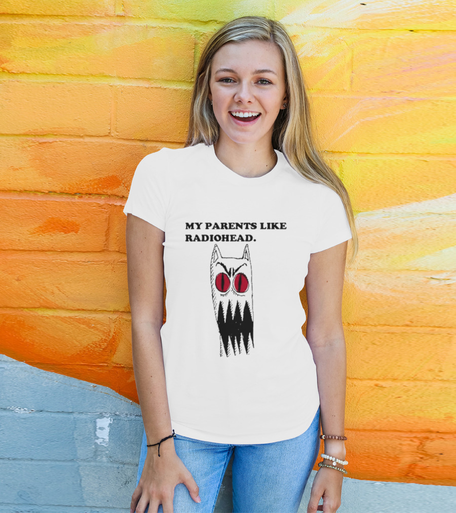 MY PARENTS LIKE RADIOHEAD Red Eyed Monster Drawing T-Shirt