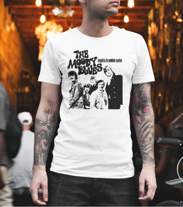 The Moody Blues Nights in White Satin Vintage Band Photo T-Shirt The Moody Blues Nights in White Satin Vintage Band Photo T-Shirt
