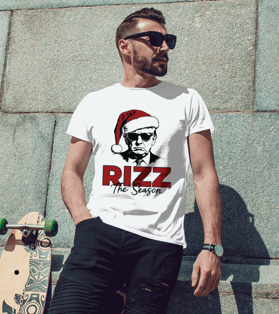 Rizz The Season Santa Hat Sunglasses Christmas T-Shirt